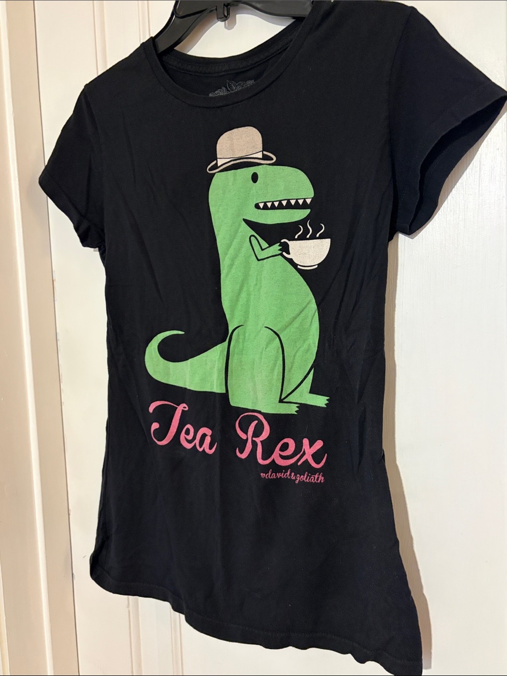 T-Rex David & Goliath Tea Rex Green Dinosaur Graphic Tee - Black